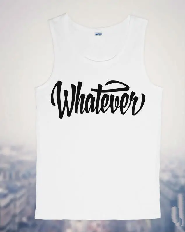 

WHATEVER Letters Print Women Tank Top Summer Vest t Shirt For Lady Cotton Camisole Tee Funny Hipster Black White Drop Ship B-2