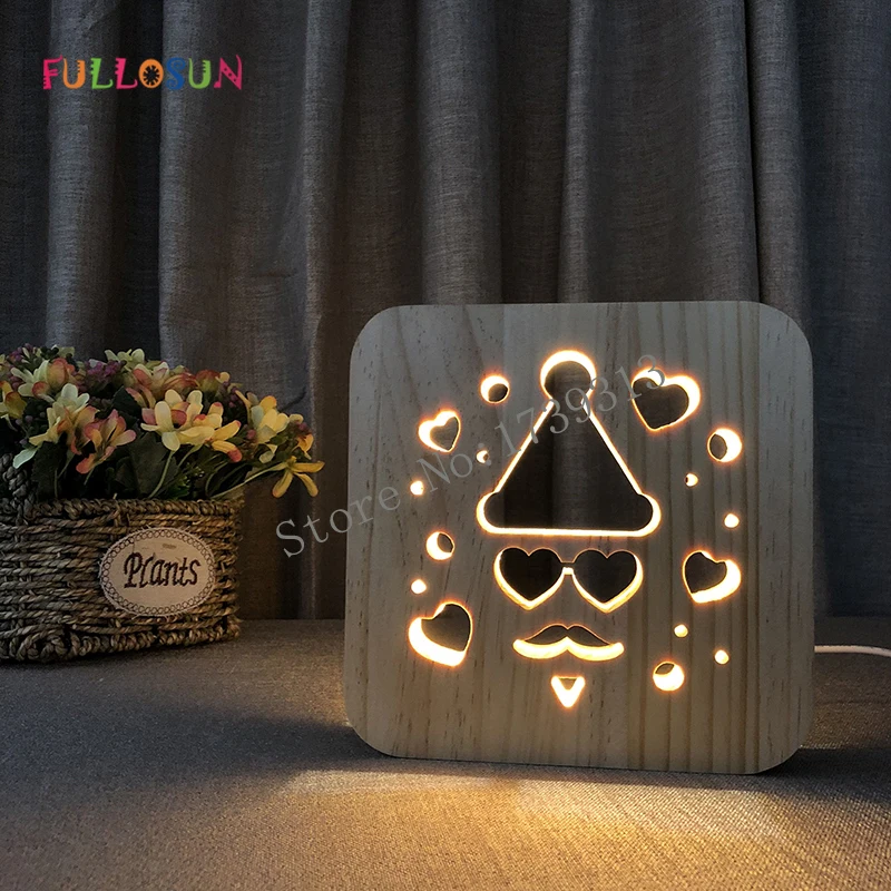 

Night Lamp Baby Christmas Gift LED Wood Night Lights Kids Room Warm Light
