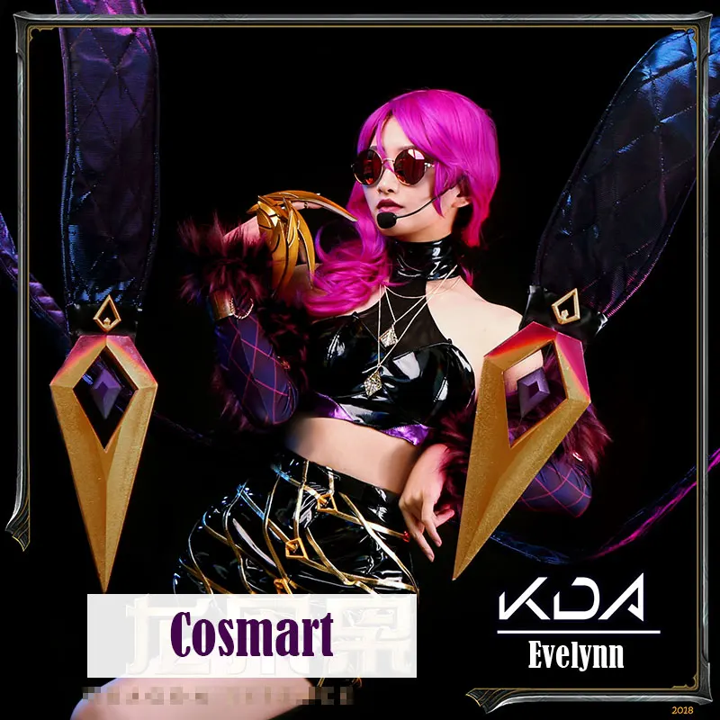 

[Customized] 2018 Game LOL K/DA KDA Evelynn Cosplay Costume PU Leather Uniform Halloween Suit For Women Outfit New