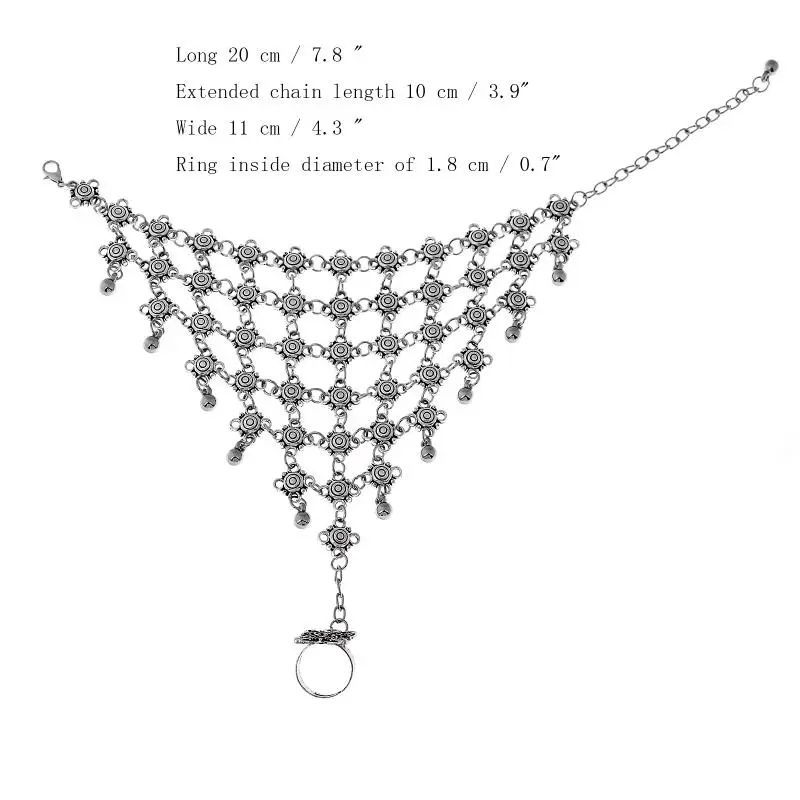 Fashion Silver Color Tone Slave Handle Finger Bracelet Handmade Boho Gypsy Ethnic Bracelets For Women Vintage Jewelry | Украшения и