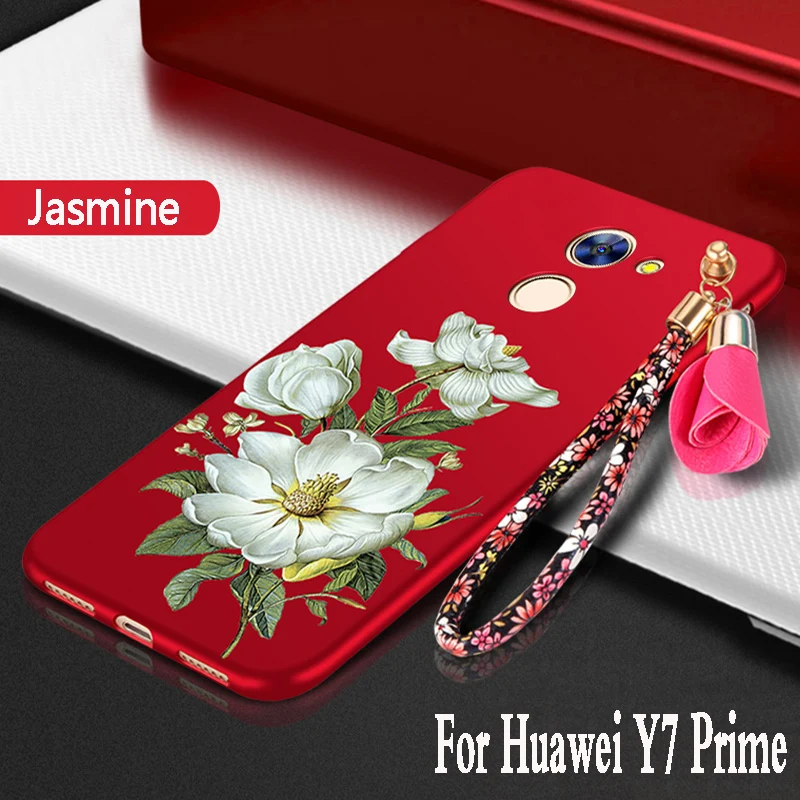 

for huawei y7 prime Case silicone luxury funda protection mobile phone bag for huawei y7 prime case Cover TPU Soft 3D Flower 5.5