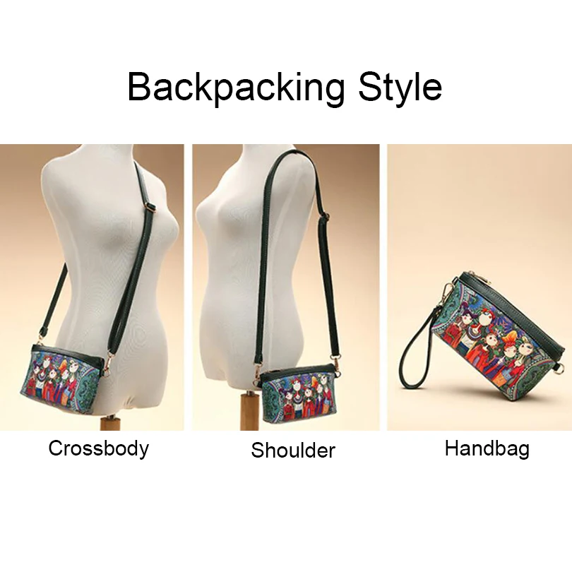 

Women Character Girls Handbag Brand Designer Messenger Bag Vintage High Quality Shoulder Bag Female Mini National Bag ZJB01