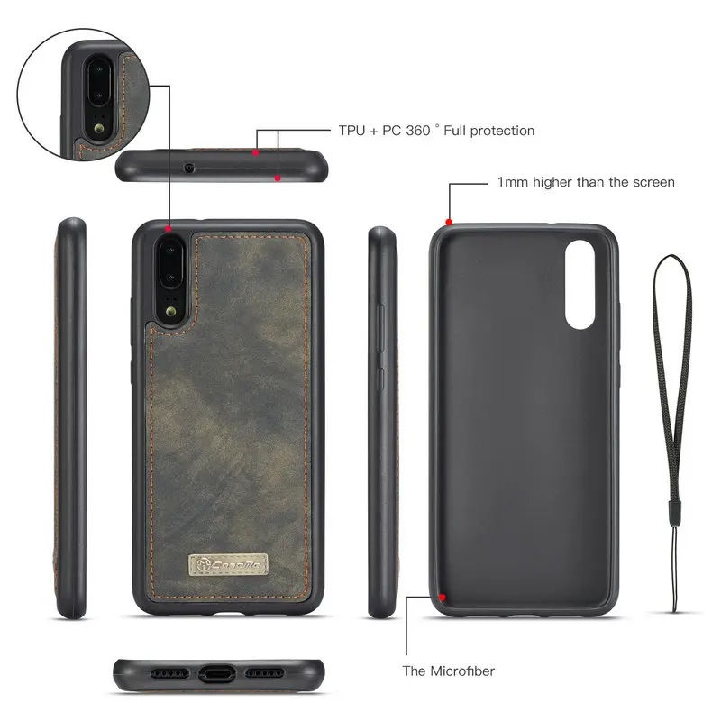 CaseMe Магнитный чехол-кошелек для Huawei Mate 20 Pro P20 lite чехлы С Откидывающейся Крышкой