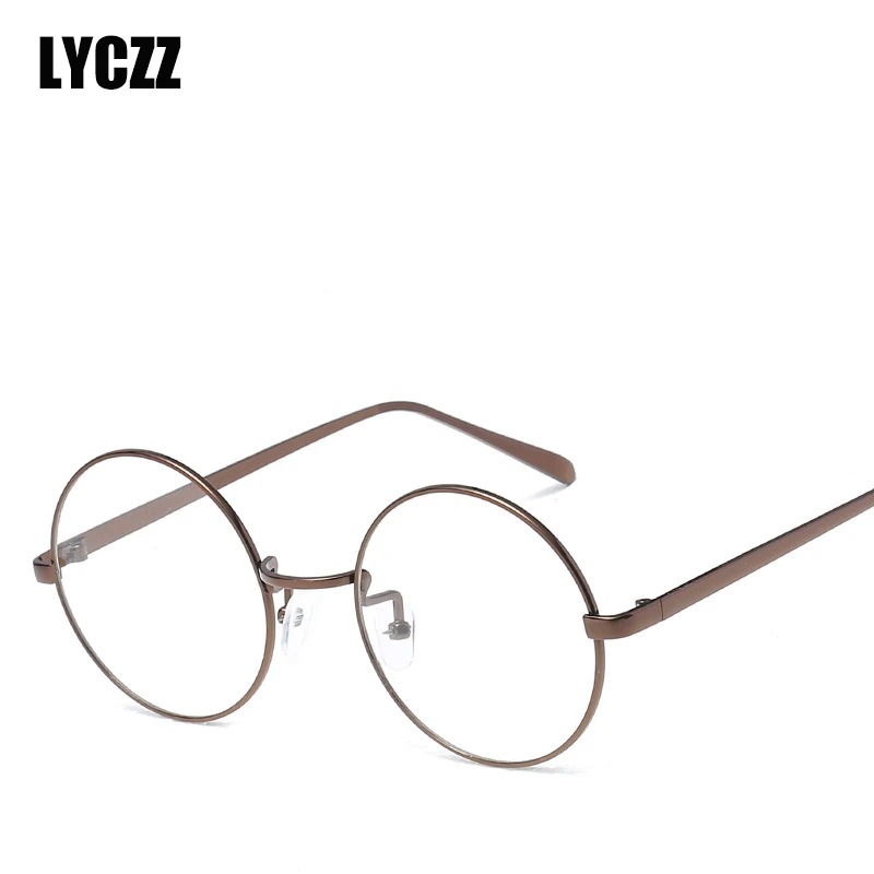LYCZZ Золотые очки круглые мужские женские Модные прозрачные металлические