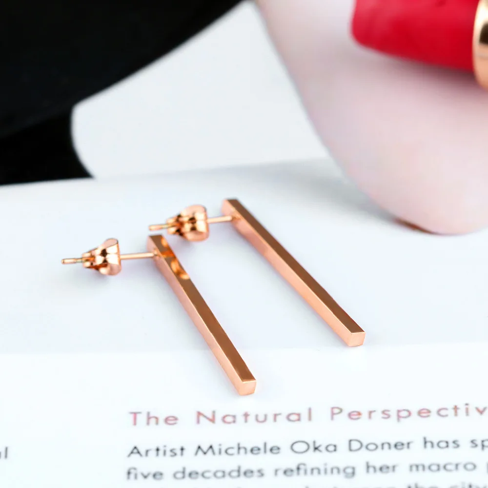 OPK классические серьги гвоздики для женщин цвета розового золота 3 размера