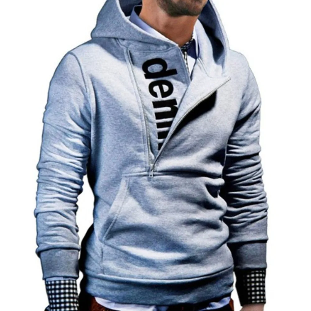 Плотные теплые толстовки мужские пуловеры на молнии с длинными рукавами осенняя