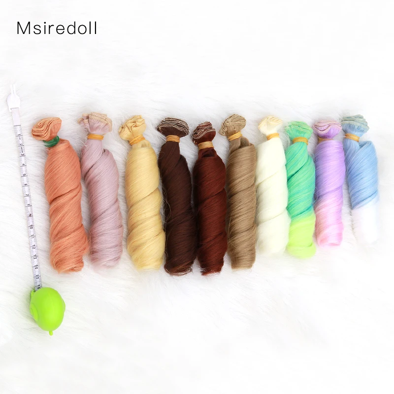 Msiredoll bjd парик аксессуары 1 шт 15*100 см кукла волос для 1/3 1/4 1/6 1/12 натуральный Цвет вьющиеся кукольные волосы парик diy