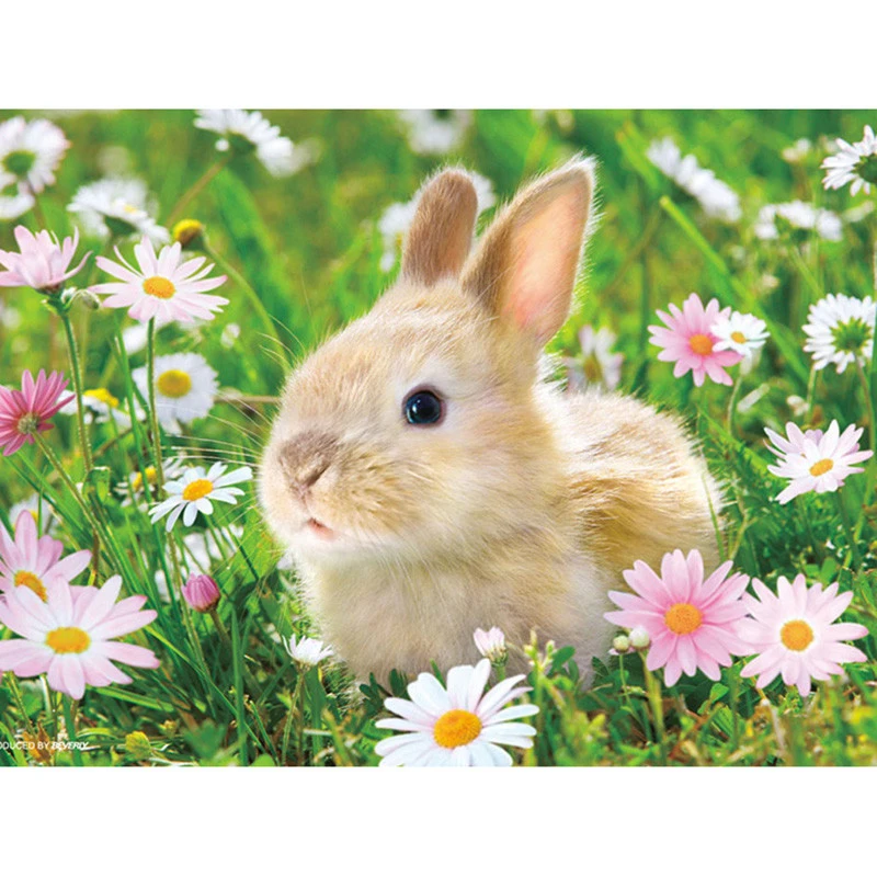 Алмазная 5D Вышивка зайчик в цвете картина с полными квадратными стразами вышивка