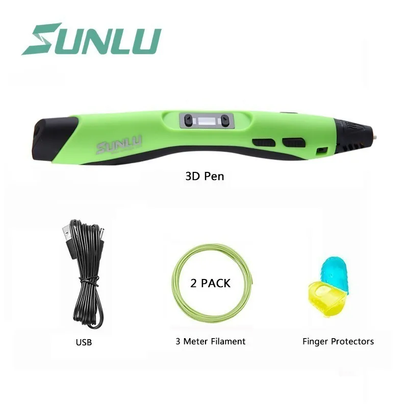 SL-300A-Green SUNLU 3D Ручка умное Рисование печать Ручка подарок для детей 4 цвета цифровые 3D ручки для рисования SL-300A подарок на день рождения - Цвет: SL-300A-Green
