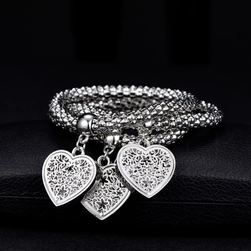 3 шт. эластичные браслеты с подвесками в форме сердца|bracelets for|heart charm braceletcharm bracelet |