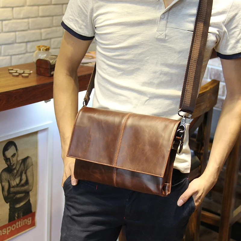 Мужская кожаная нагрудная сумка на одно плечо Tidog|leather bag|satchel bag menbag men |
