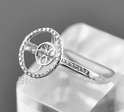 Круглое кольцо с полукреплением мм 100% 14kt из белого золота натуральным