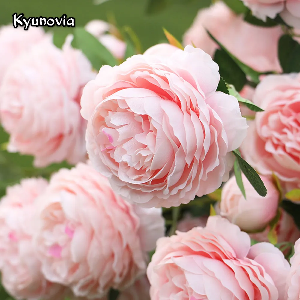 Kyunovia 65 см длинный стебель роз 5 шт./лот искусственные шелковые цветы листья 3