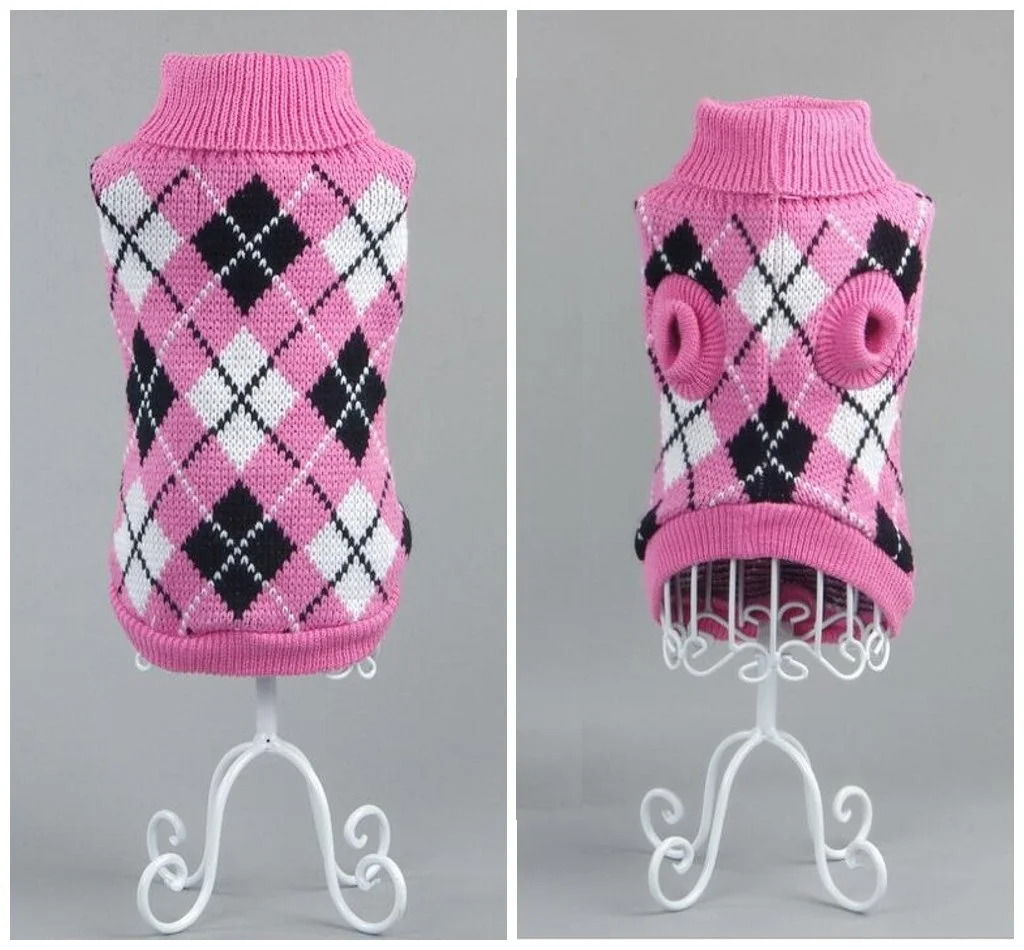 Plum Plaid DS011 Новая одежда для собак и кошек, теплый свитер в полоску ярких цветов для кошек, джемпер для питомцев, одежда для маленьких домашних животных XS, s, m, l, xl - Цвет: Plum Plaid DS011