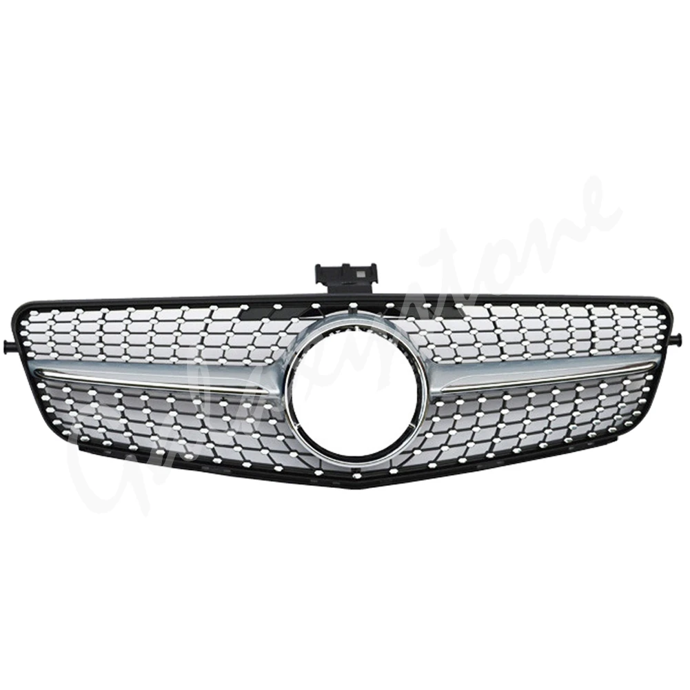 Diamond SIlver Передний верхний гриль подходит для Mercedes Benz W204 c-класс 2008 2009 2010 2011 2012 2013 AMG GT черный бриллиант Серебристая решетка C180 - Цвет: Diamond SIlver