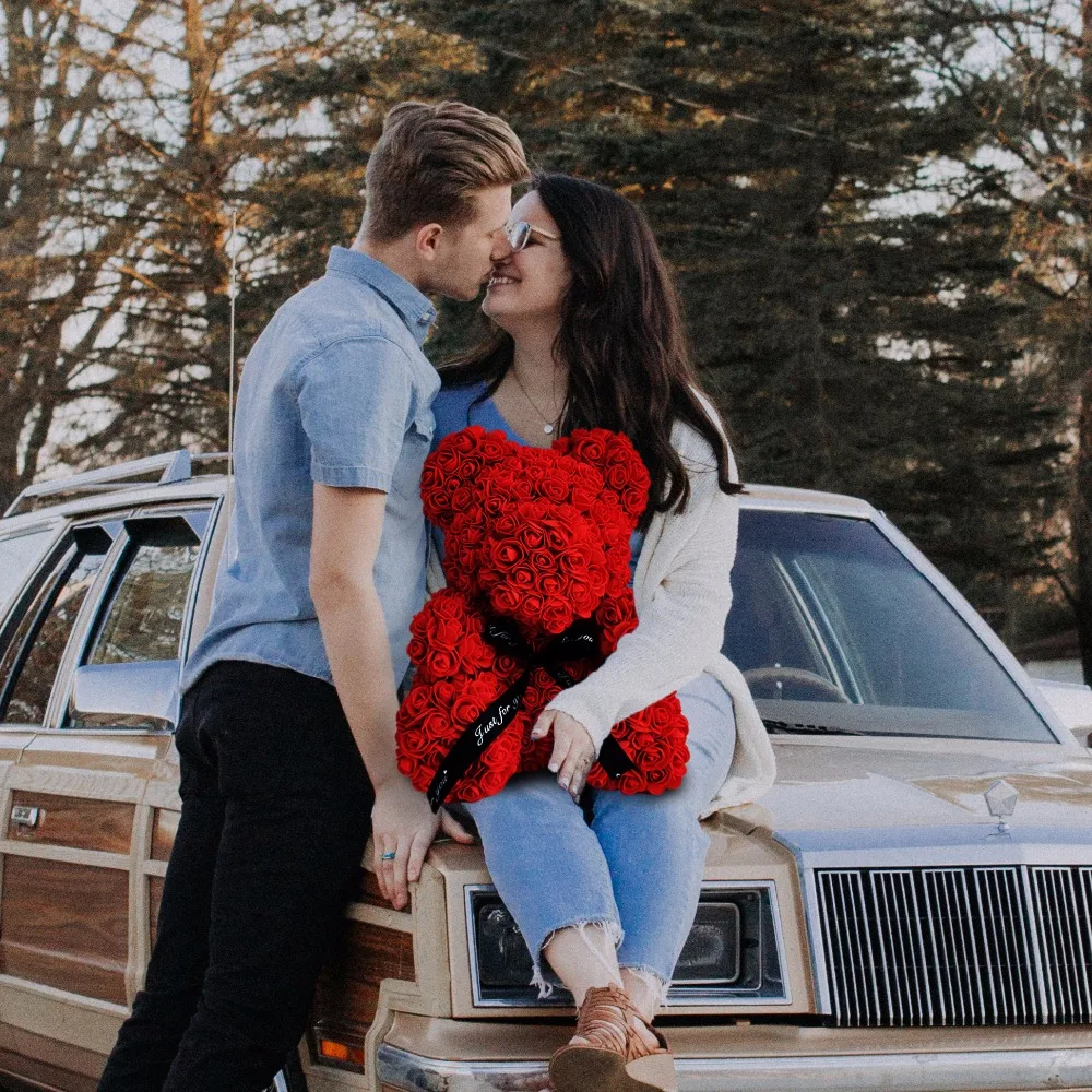 

Drop shipping Rose besr Toy Birthday Wedding Decoration Party Doll Flower Bear Anniversary Valentines Day Gifts for Girls