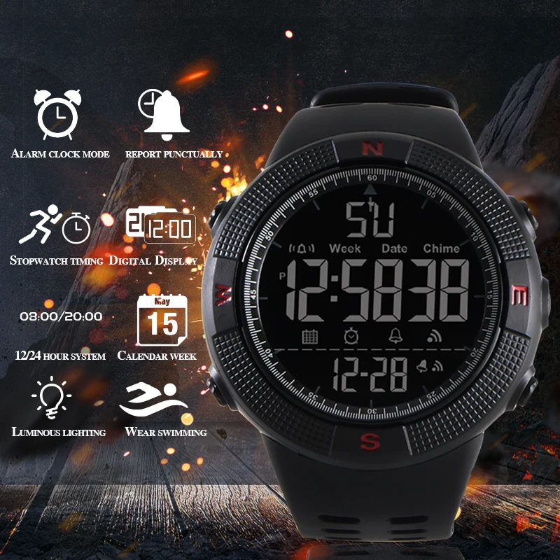 Новинка мужские спортивные часы большой циферблат кварцевые цифровые