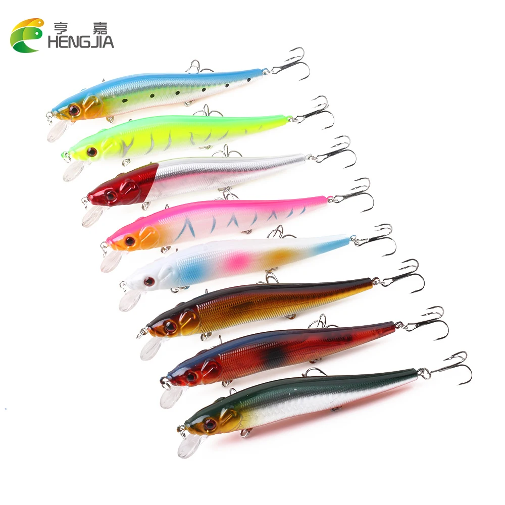 

HENGJIA 8PCS 11.5cm 13g Minow Fishing Lure Hard Plastic Wobbler Bent Artificial 3D Fish Eye