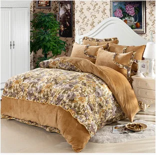 Coral Quilt Cover Romantic Bedspreads Active Printing Twill Cotton Brushed Korean Cute Style Purple Bedding Set | Дом и сад