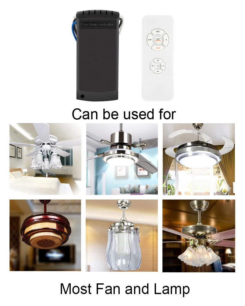 QIACHIP Universal Ceiling Fan Light Lamp Timing Speed Controller Switch Wireless Remote Control Kit Transmitter and receiver ASK |