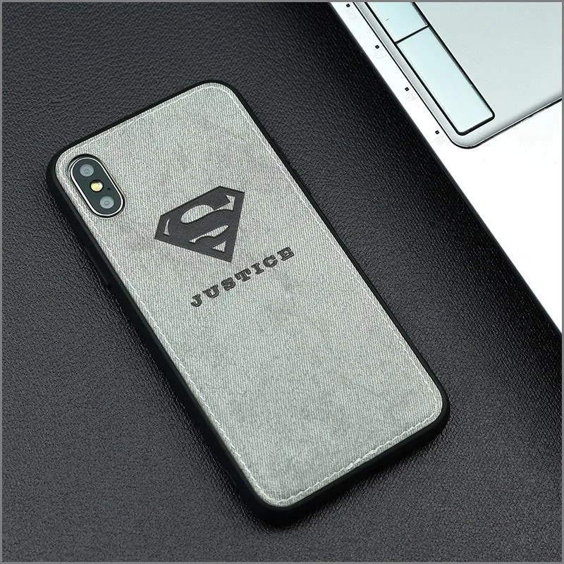 GreySuperMan Марвел Мстители ткань чехол для телефона для Iphone 7 8 6 6s Plus X Xs Max Xr паук ткань мягкий чехол DC Вселенная холст силиконовый чехол - Цвет: GreySuperMan