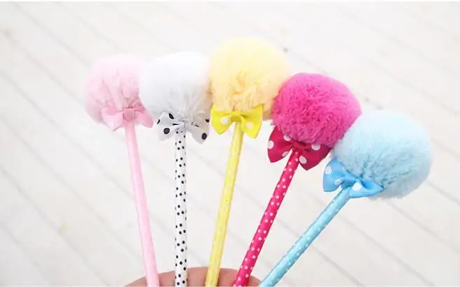 3pcs/lot soft Plush Ball pen Ribbon BallPoint Pen Stationery office and school supplier Princess fashion gift |