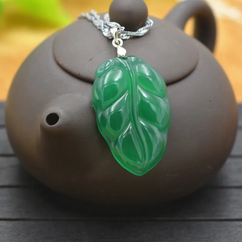 Женское ожерелье с подвеской из нефрита кулон натурального зеленого халцедона в