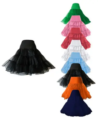 2" 50 s Ретро Underskirt Свинг Винтаж юбка Необычные Чистая юбка рокабилли Туту много цветов