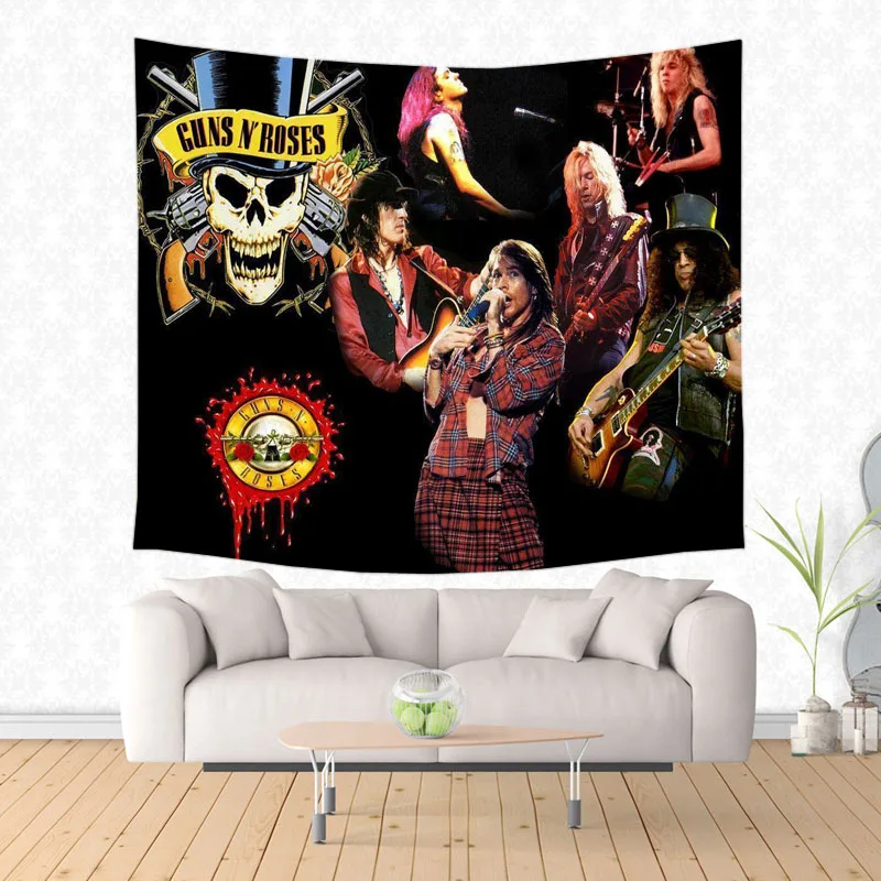 Wall Hanging Tapestry Guns and Rose Pattern Sandy Beach Picnic Throw Rug Blanket Travel Sleeping Pad Camping Tent | Дом и сад