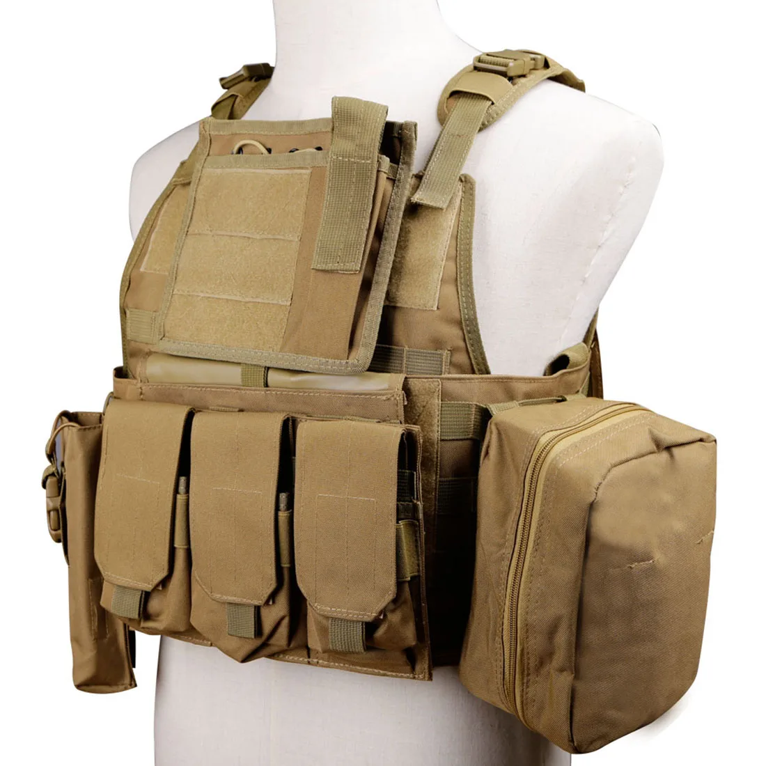FSBE WST Molle военный быстросъемный тактический жилет Регулируемый Открытый страйкбол Пейнтбол защитный жилет для охоты стрельбы - Цвет: Хаки