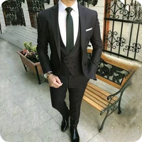 double breasted vest slim fit black men suits for wedding suits blazers jacket groom tuxedos best man suits with pants 3 pieces