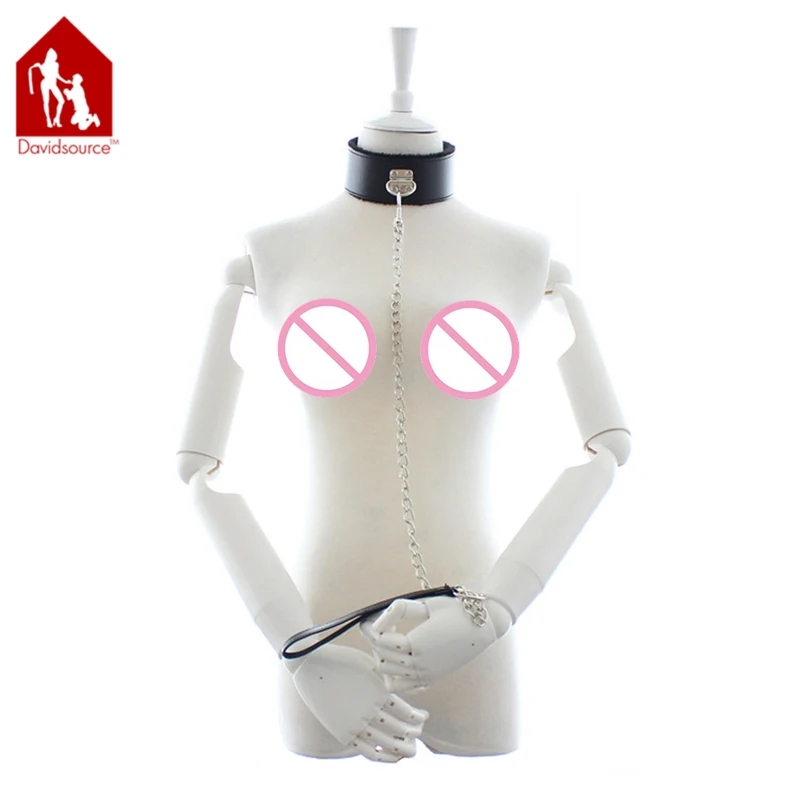 Davidsource пушистый Кожаный ремешок Воротник с кожаным шнурком щенка секс-рабыней