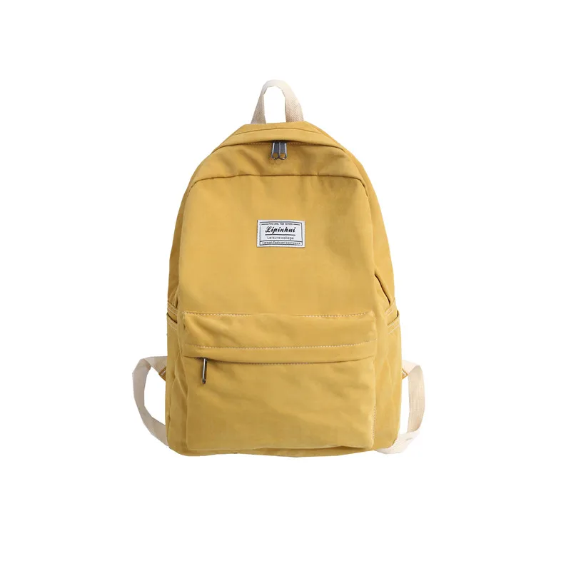 yellow DCIMOR высококачественный холщовый женский рюкзак, Женский однотонный школьный рюкзак для девочек-подростков, рюкзак для путешествий, преппи-книга, Mochila - Цвет: yellow