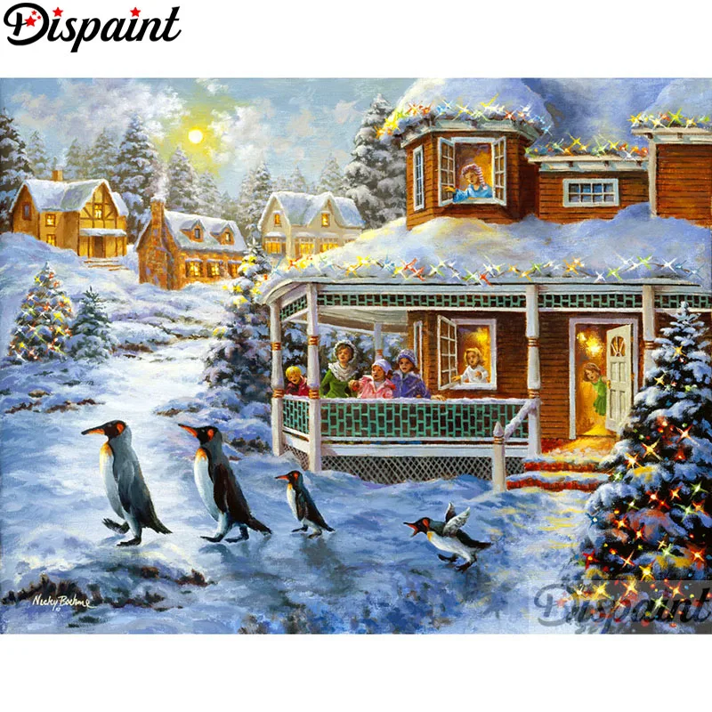 

Dispaint Full Square/Round Drill 5D DIY Diamond Painting "Christmas house" Embroidery Cross Stitch 3D Home Decor A11075