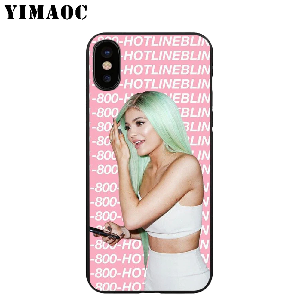 YIMAOC Kylie Jenner Beaty Girl Soft TPU Black Silicone Case for iPhone X or 10 8 7 6 6S Plus 5 5S SE Xr Xs Max |