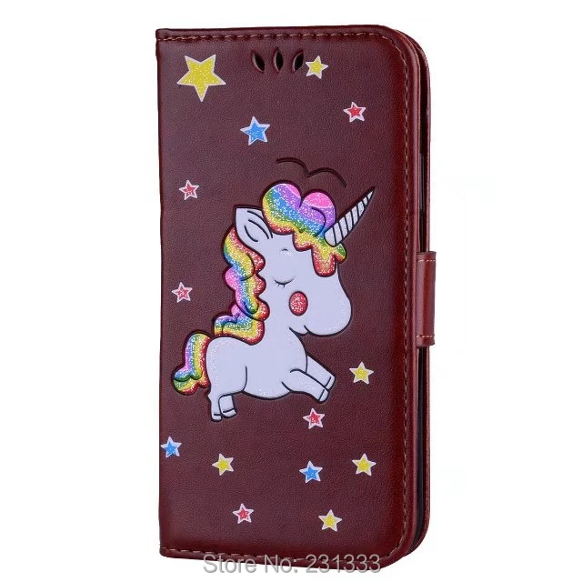 Glitter Unicorn Wallet Leather Case Pouch For Iphone X XS Max XR 8 7 PLUS 6 6S 5 5S SE Horse Star TPU Stand ID Card Cover 50PCS | Мобильные