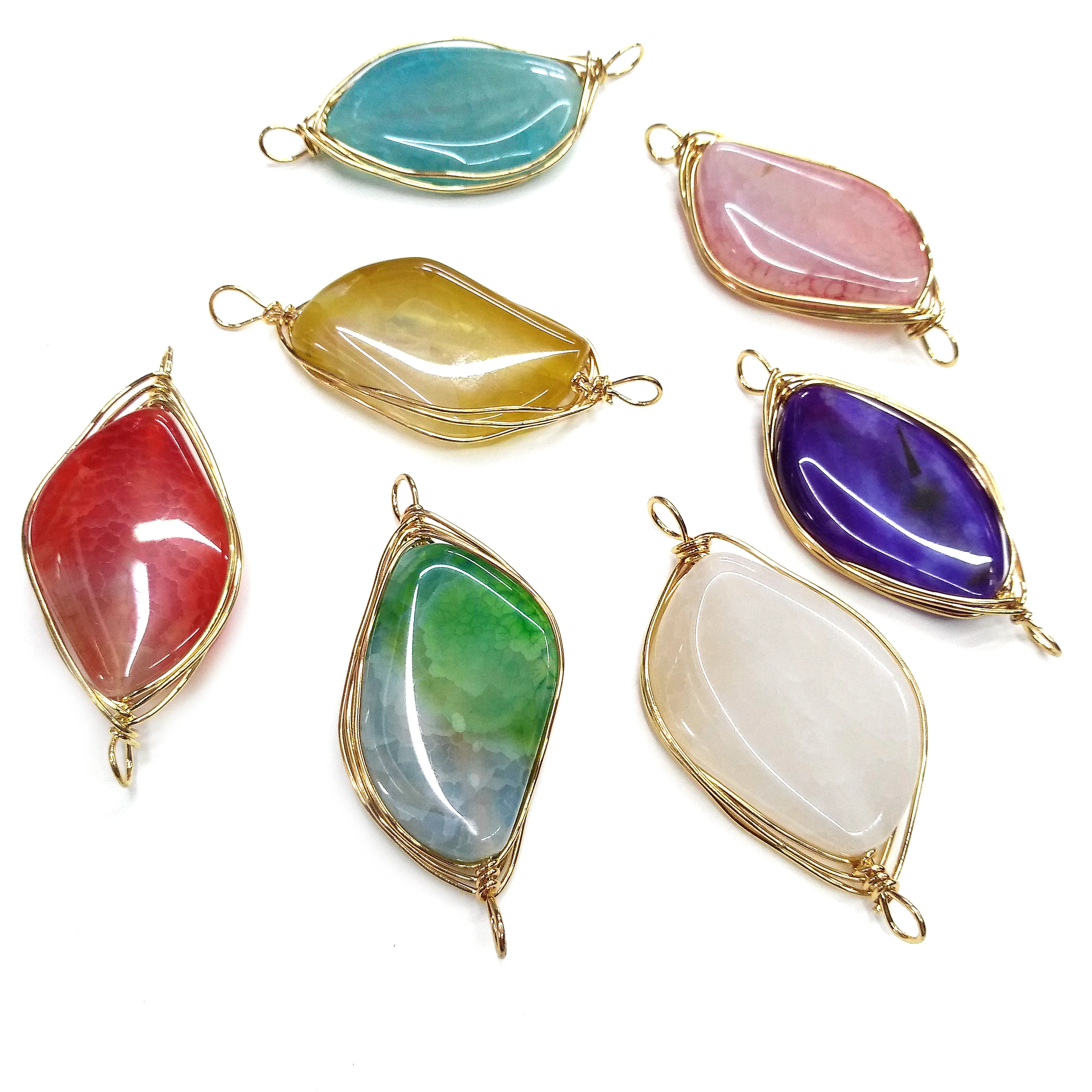 3 шт. случайный цвет натуральные Агаты подвески соединитель для изготовления