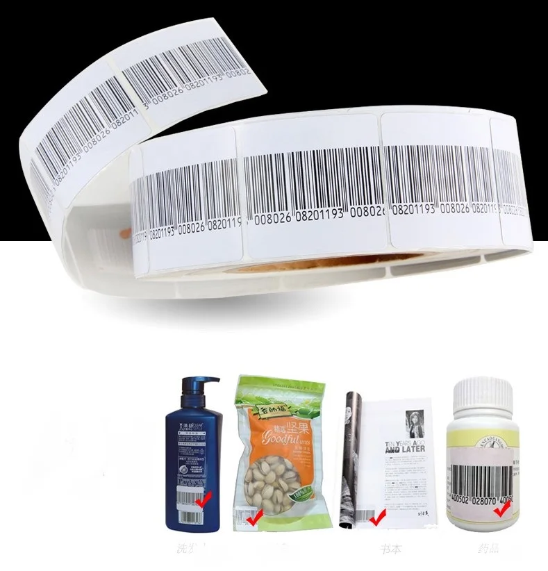 Eas rf 8.2mhz soft label 4*4cm rf barcode label for anti-theft Supermarket