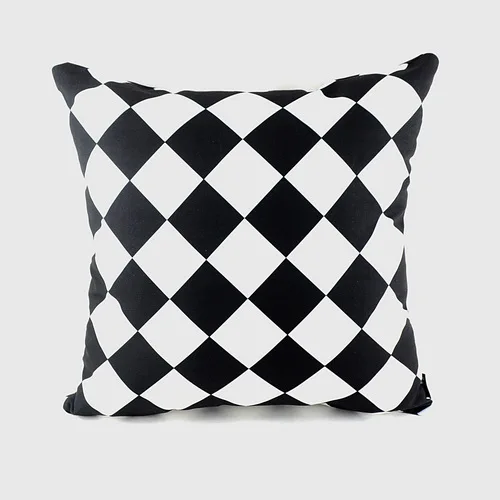 

18"*18" Trendy Black & White Check Printed Mircrofiber Throw Cushion Cover as Home Warming Gifts