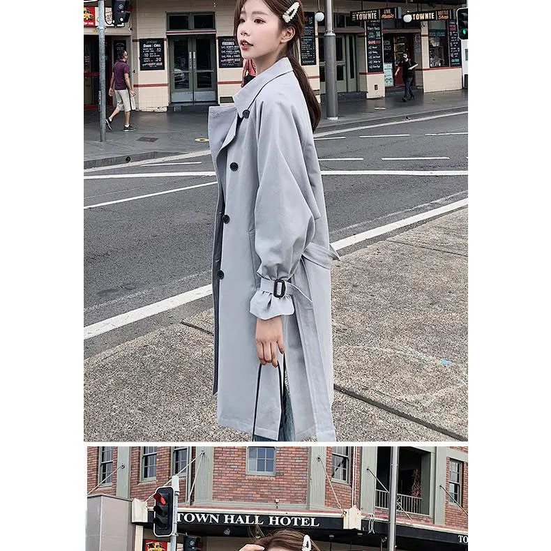 Женский плащ с отложным воротником, длинное женское пальто, Casaco Feminino Harajuku Abrigo Mujer trench Femme