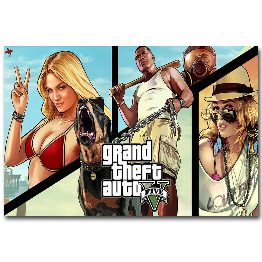 Картина из шелковой ткани Grand Theft Auto V Art постер с принтом 13x20 16x24 дюйма популярная
