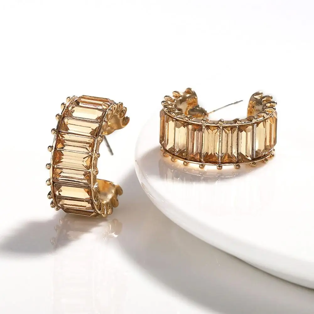 Boho стеклянные хрустальные розовые маленькие серьги кольца для женщин круглые