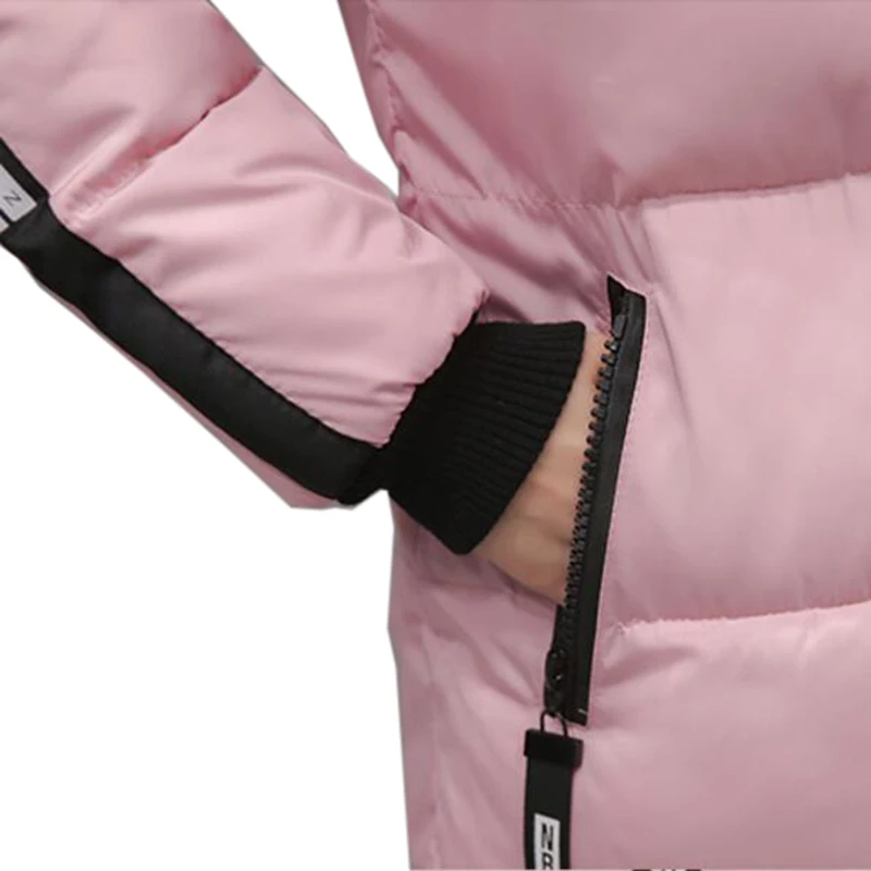 

Nice Women Winter Coat Jacket Warm Cotton Coat Fur Collar Hood Parka High Quality Fashion Zipper Long Jacket Thick Femme Outwear
