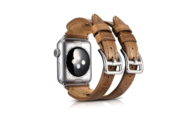 Urvoi ремешок для Apple Watch Series 1 2 3 натуральной кожи с двойной пряжкой манжеты Hermes iwatch