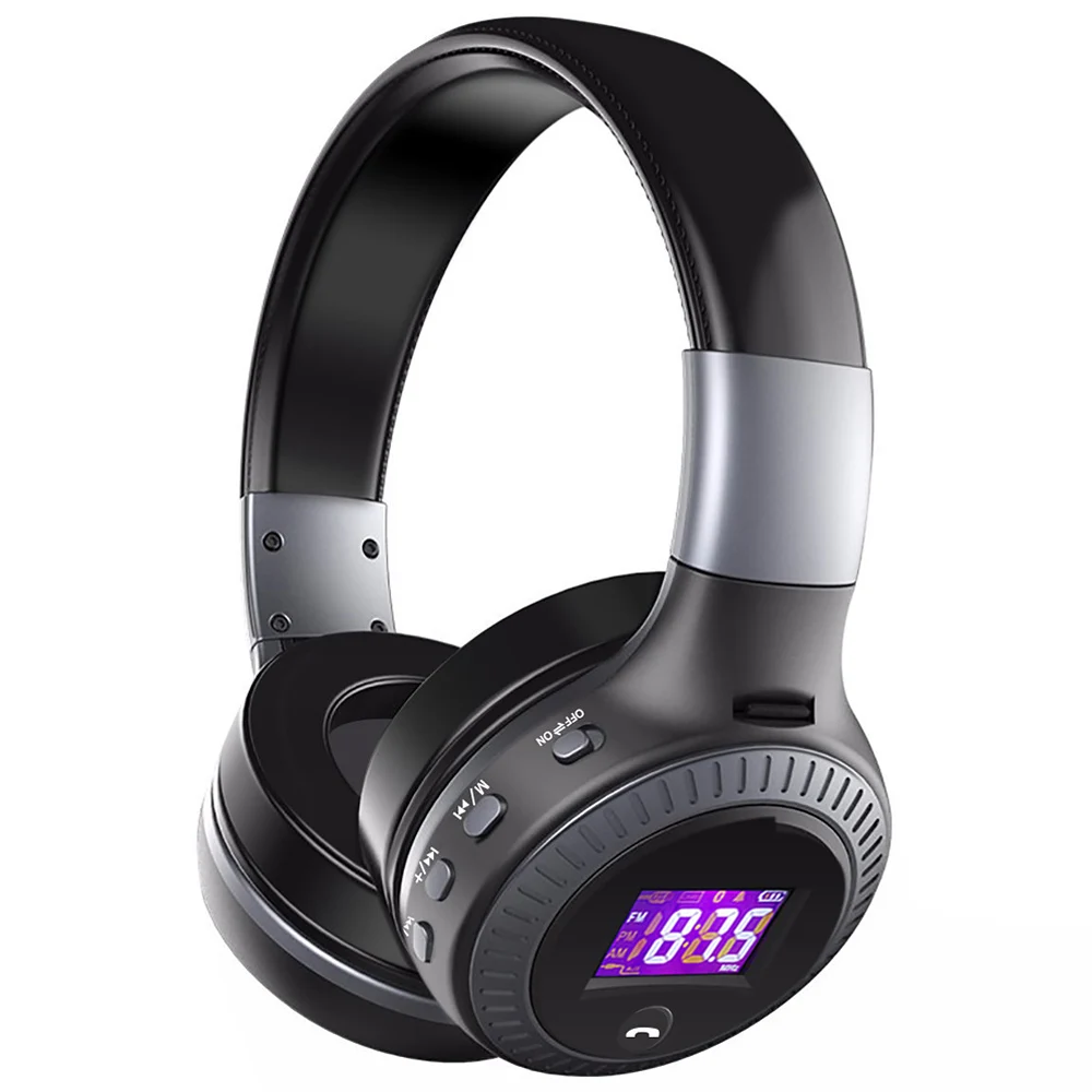 Grey ZEALOT B19 Bluetooth наушники Беспроводная гарнитура над ухом FM радио Micro SD карты MP3 играть с микрофоном - Цвет: Grey