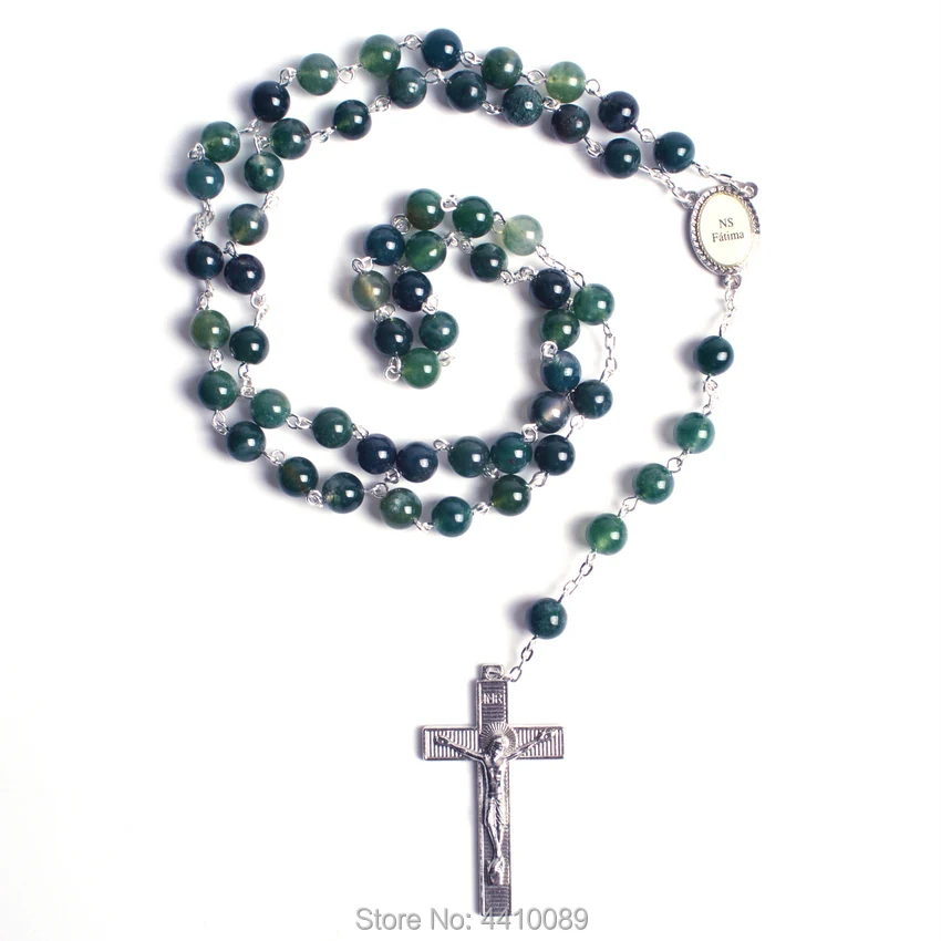 Модные религиозные темно зеленые бусины из натурального камня NS Fatima цепь