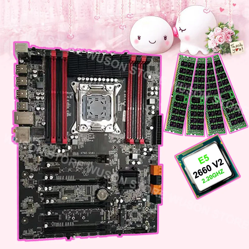 8 слотов RAM материнская плата бренд Runing Super ATX X79 с ЦП Intel Xeon E5 2660 V2 2 GHz 4*16G 1866MHz DDR3