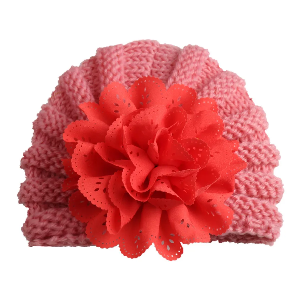 Распродажа 1 шт. 2017 детская шапка вязаная с большим цветком шапка|girls cap|cap girlknitted cap