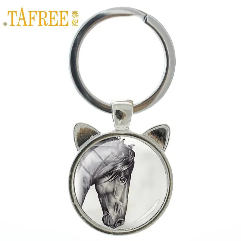 TAFREE 2017 Vintage Brand Pentium Horse keychain strength beauty tall shiny hair color key chain fashion ring holder jewelry A06