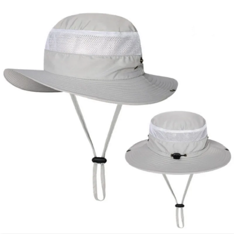 Wide Brim Adjustable Fisherman Hat With String Mesh Breathable Summer Bucket Hat Men Large Brim Fishing Cap Camping Hunting Hat